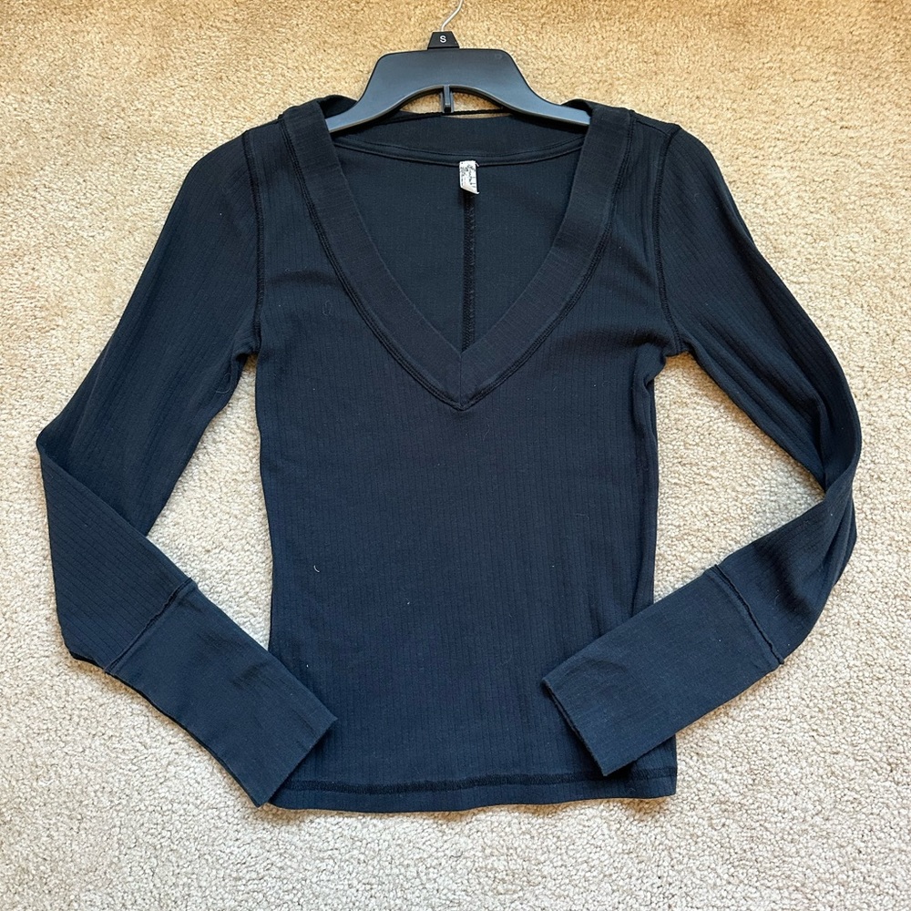 Black Free People Long Sleeve Top